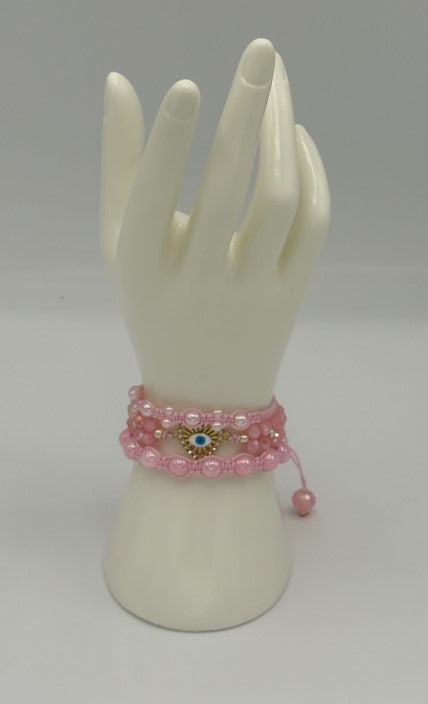 Signature Evil eye freeform beaded Bracelet set