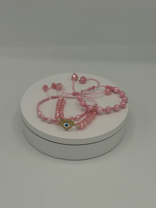 Signature Evil eye freeform beaded Bracelet set