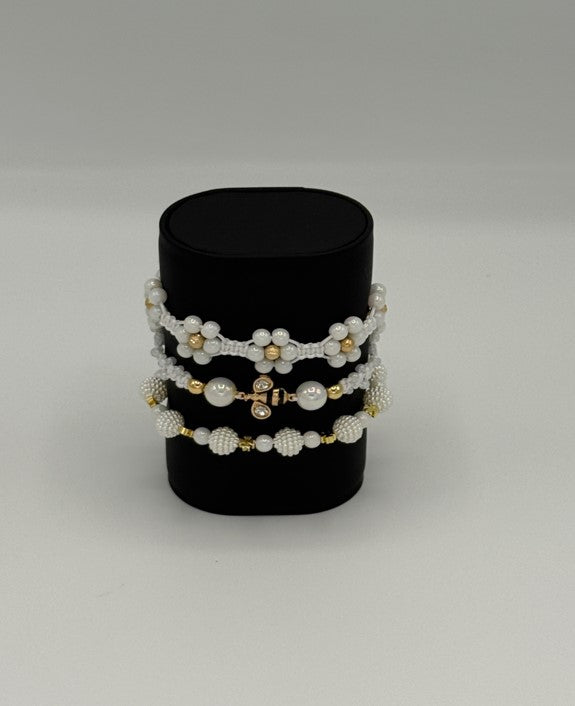 Signature bee and flowers freeform beaded Bracelet set