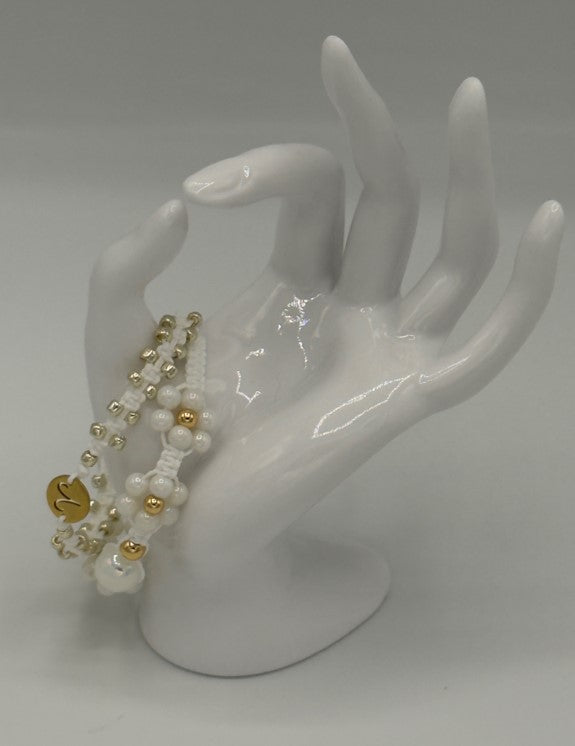 Signature zodiac sign and flowers freeform beaded Bracelet set